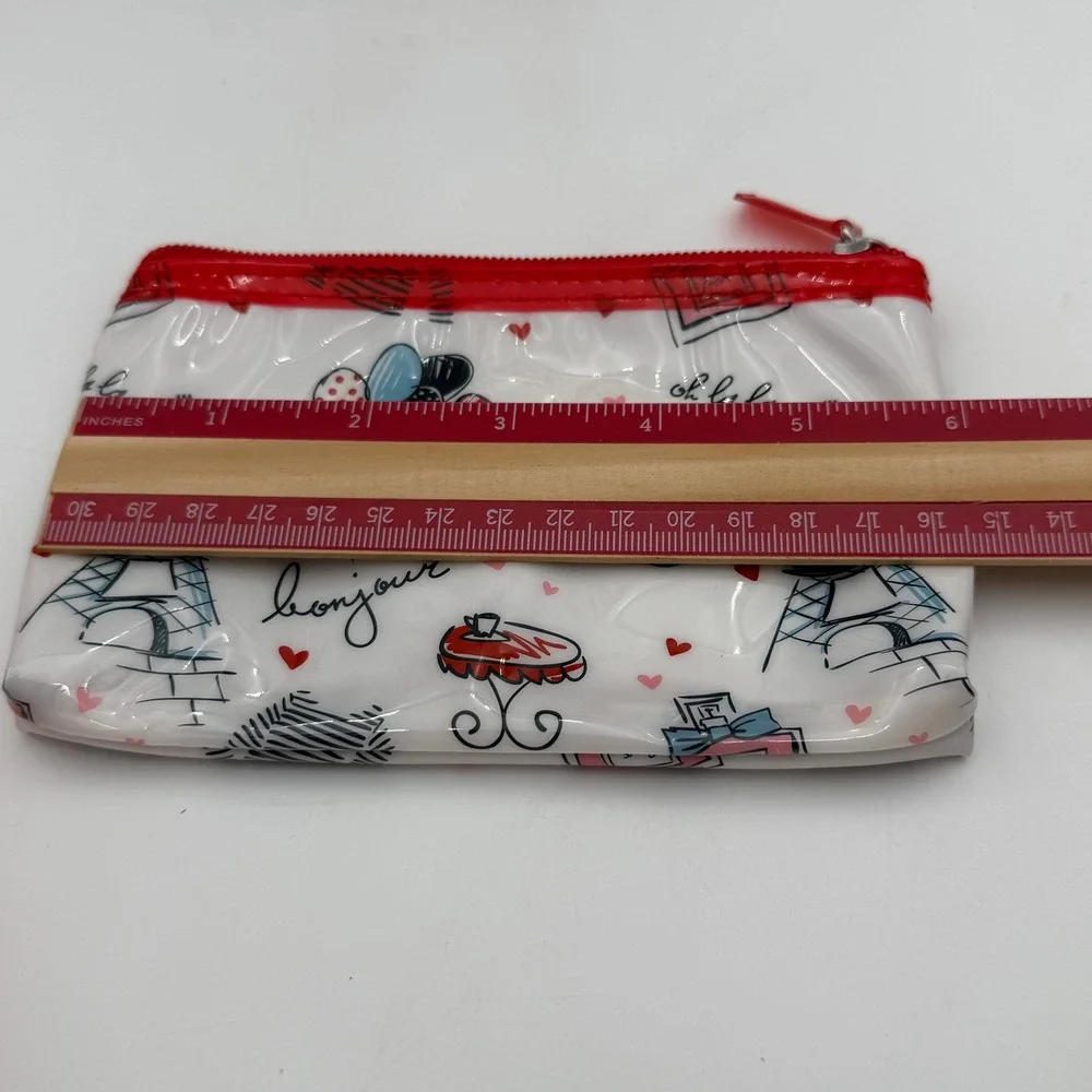 Samsonite 3 Piece Toiletry Set Paris Eiffel Tower Red Clear Travel Makeup Bags